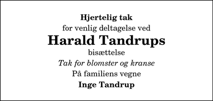 Taksigelsen for Harald Tandrups - Thisted