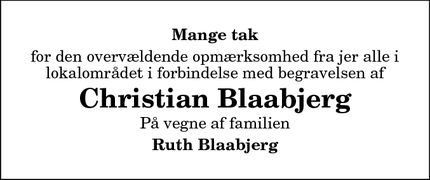 Taksigelsen for Christian Blaabjerg - København V