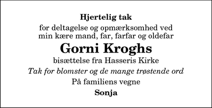 Taksigelsen for Gorni Kroghs - Aalborg