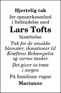 Taksigelsen for Lars Tofts - Nørresundby