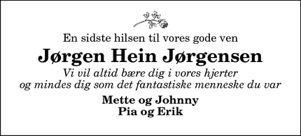 Dødsannoncen for Jørgen Hein Jørgensen - Thisted