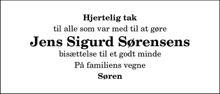 Taksigelsen for Jens Sigurd Sørensen - Thisted
