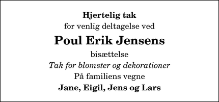 Dødsannoncen for Poul Erik Jensens - Skørping