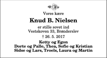 Dødsannoncen for Knud B. Nielsen - Brønderslev