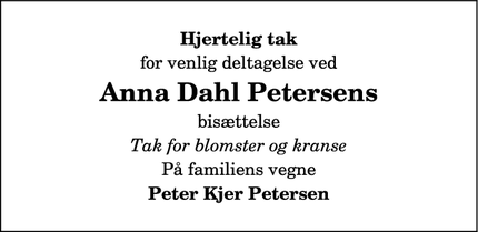 Taksigelsen for Anna Dahl Petersens - Frederikshavn