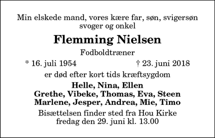 Dødsannoncen for Flemming Nielsen - Hou