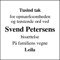Taksigelsen for Svend Petersens - Borup