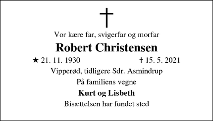 Dødsannoncen for Robert Christensen - Taastrup