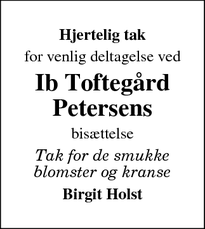 Taksigelsen for Ib Toftegård Petersens - Jyderup