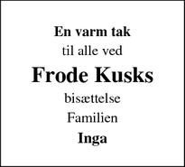 Taksigelsen for Frode Kusk - Nysum 