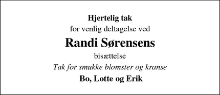 Taksigelsen for Randi Sørensens - Odder