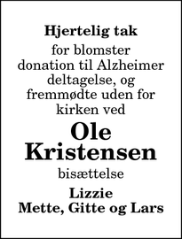 Taksigelsen for Ole Kristensen - Halvrimmen