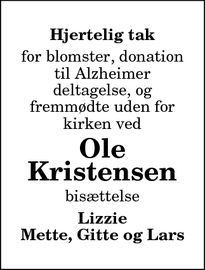 Taksigelsen for Ole Kristensen - Halvrimmen
