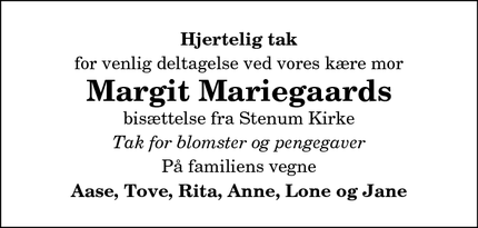 Taksigelsen for Margit Mariegaards  - Brønderslev 
