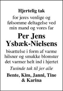 Taksigelsen for  Per Jens
Ysbæk-Nielsens - Gammel Holte