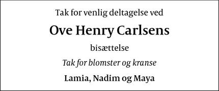 Taksigelsen for Ove Henry Carlsens - København