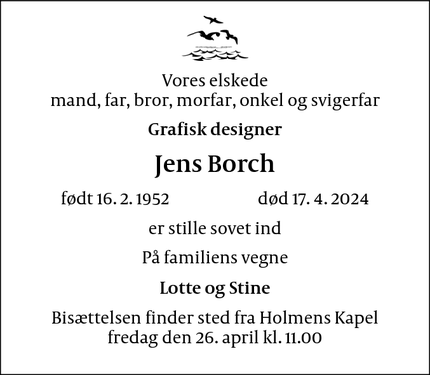 Dødsannoncen for Jens Borch - København