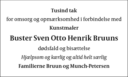 Taksigelsen for Buster Sven Otto Henrik Bruun - Farum