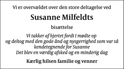 Taksigelsen for Susanne Milfeldts - København, Danmark