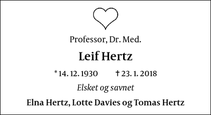 Dødsannoncen for Leif Hertz - Odense V