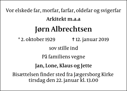 Dødsannoncen for Jørn Albrechtsen - Gentofte