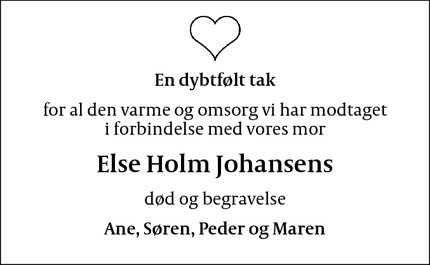 Dødsannoncen for Else Holm Johansens - Ulfborg