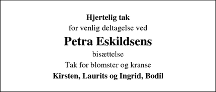 Taksigelsen for Petra Eskildsens - Langå
