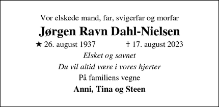 Dødsannoncen for Jørgen Ravn Dahl-Nielsen - Rødovre