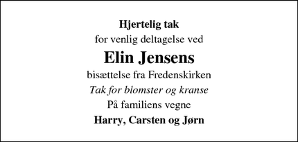 Taksigelsen for Elin Jensens - Aarhus
