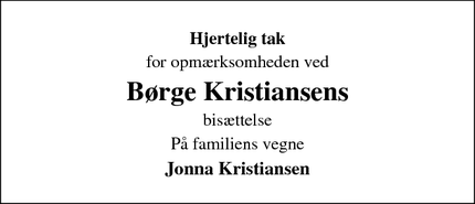 Taksigelsen for Børge Kristiansens - Arden