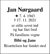 Dødsannoncen for Jan Nørgaard - Rold