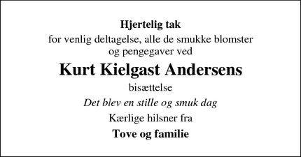 Taksigelsen for Kurt Kielgast Andersen - Blenstrup, Himmerland