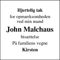 Taksigelsen for John Malchaus - Roskilde