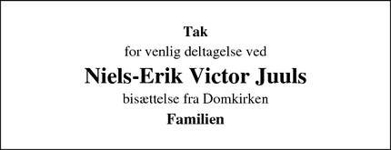 Taksigelsen for Niels-Erik Victor Juuls - Roskilde