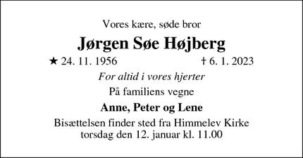 Dødsannoncen for Jørgen Søe Højberg - Aalborg