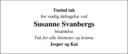 Taksigelsen for Susanne Svanbergs - Roskilde