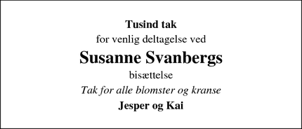 Taksigelsen for Susanne Svanbergs - Roskilde
