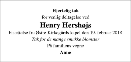 Taksigelsen for Henry Hershøjs - Roskilde