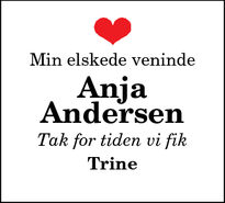 Dødsannoncen for Anja Andersen - Nørresundby