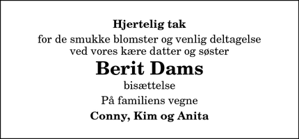 Taksigelsen for Berit Dams - Sæby