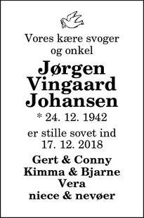 Dødsannoncen for Jørgen Vingaard Johansen - Sæby