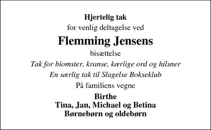 Taksigelsen for Flemming Jensen - Slagelse