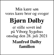 Dødsannoncen for Bjørn Dølby - Durup