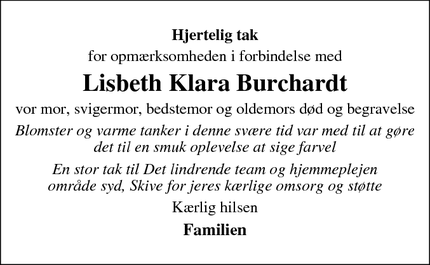 Taksigelsen for Lisbeth Klara Burchardt - Viborg