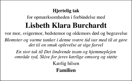 Taksigelsen for Lisbeth Klara Burchardt - Viborg
