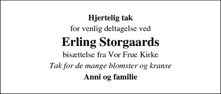 Taksigelsen for Erling Storgaards - Skive