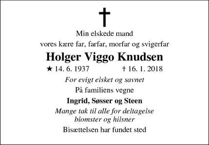 Dødsannoncen for Holger Viggo Knudsen - Skive