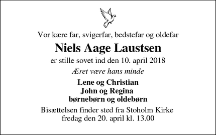 Dødsannoncen for Niels Aage Laustsen - Sæby