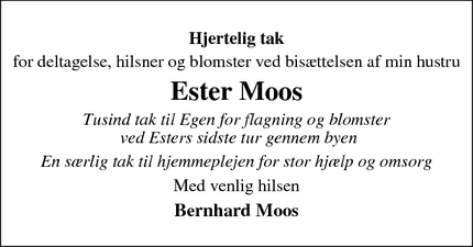 Taksigelsen for Ester Moos - Nordborg