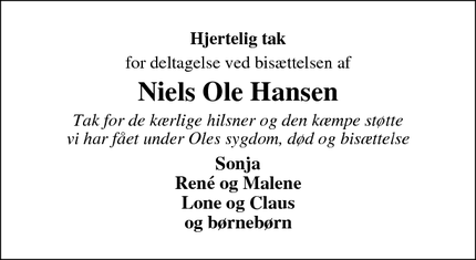 Taksigelsen for Niels Ole Hansen - Sønderborg